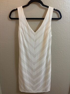 B Darlin White Sleeveless V-Neck Eyelet Mini Dress